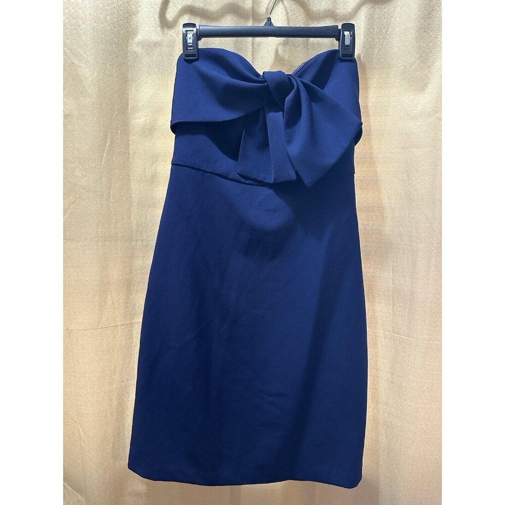 Sam Edelman Strapless Bow Front Cocktail Mini Dress - Navy Blue